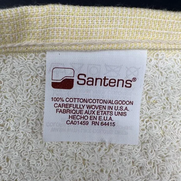 Vintage Yellow Floral Checkered Towel Set Blue White Flowers Cottage Santens USA - Picture 4 of 10